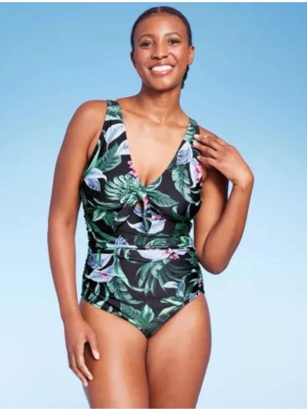 Women's Full Coverage Tummy Control Tie-Front One Piece Swimsuit - Kona Sol